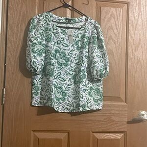 Ann Taylor Leafy Green Blouse